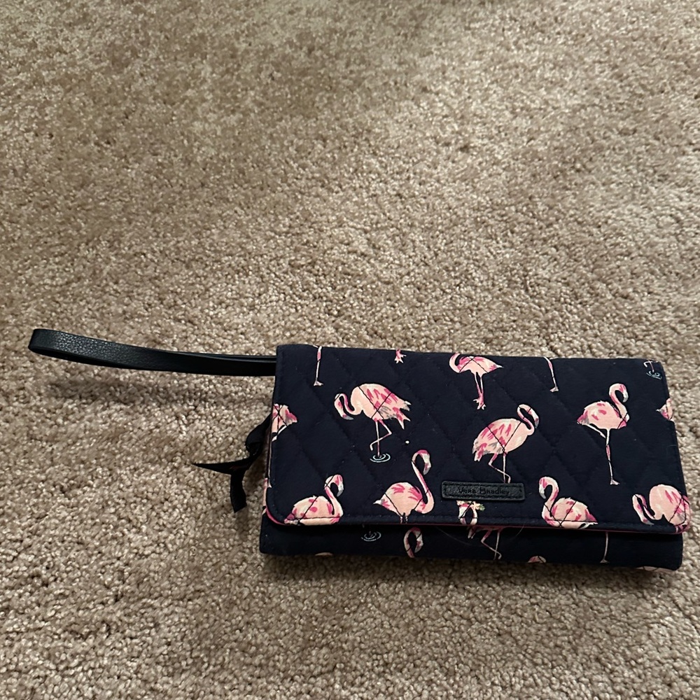 Vera Bradley's RFID Wristlet/clutch/wallet in FLAMINGO FIESTA